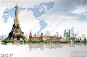 Tranh tòa tháp trên nền trời xanh in uv