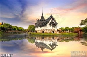 Tranh ngôi chùa giữa lòng sông