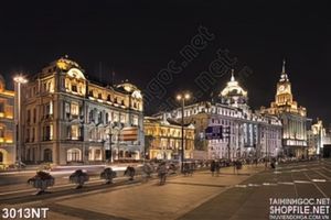 Tranh thành phố về đêm sáng ánh đêm