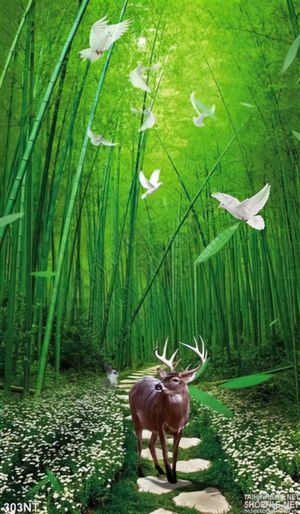 Tranh rừng tre và hươu