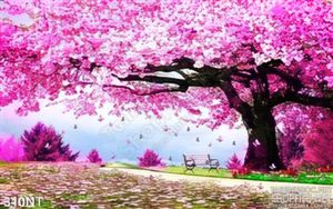 Tranh cây hoa đào mùa xuân