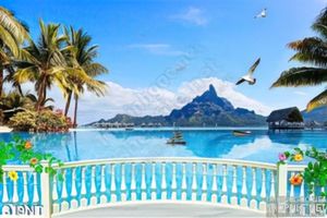 Tranh ban công nhìn ra đảo biển