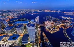 Tranh biển đêm bao quanh thành phố