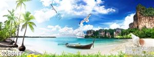 Tranh con thuyền vắng trên biển và đàn hải ấu