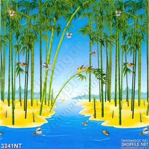 Tranh chim đậu trong rừng tre in uv