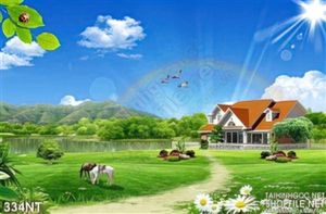 Tranh ngôi nhà trên thảo nguyên