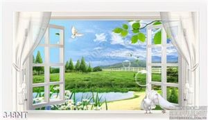 Tranh cửa sổ nhìn ra phong cảnh khu rừng