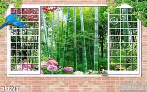 Tranh cửa sổ nhìn ra khu rừng tre