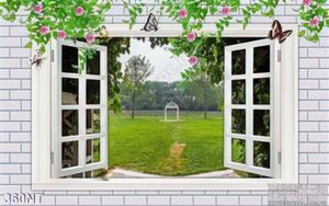 Tranh cửa sổ nhìn ra công viên xanh