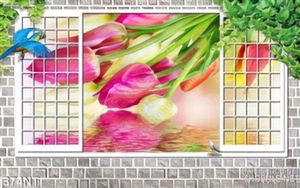 Tranh cửa sổ và hoa tulip