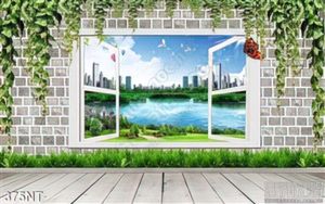 Tranh cửa sổ nhìn ra thành phố hiện đại