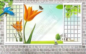 Tranh cửa sổ và hoa tulip