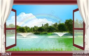 Tranh cửa sổ nhìn ra đài phun nước