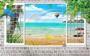 Tranh cửa sổ và đại dương xanh