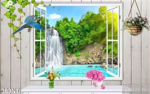 Tranh cửa sổ và thác nước phong thủy