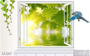 Tranh cửa sổ và lá cây