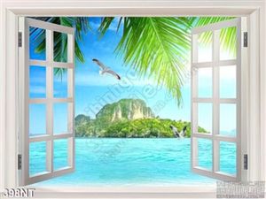 Tranh cửa sổ nhìn ra đảo xanh