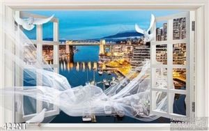 Tranh cửa sổ nhìn ra thành phố biển