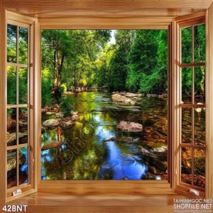 Tranh cửa sổ nhìn ra dòng suối