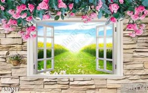 Tranh cửa sổ bên hoa hồng