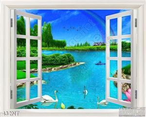 Tranh cửa sổ bên dòng sông