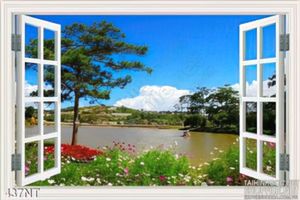 Tranh cửa sổ bên dòng sông