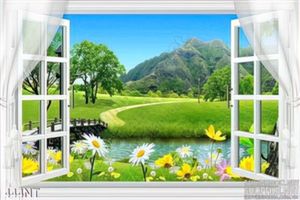 Tranh cửa sổ bên dòng sông