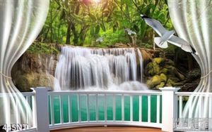Tranh ban công và thác nước trong rừng