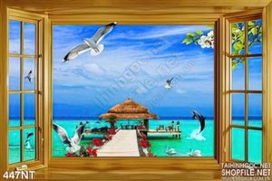 Tranh cửa sổ và  khu nghĩ dưỡng trên đảo
