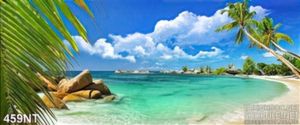 Tranh bãi biển và cây dừa