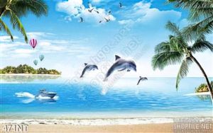 Tranh cá heo và đại dương