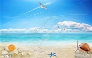 Tranh bãi biển xanh và sao biển