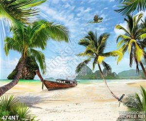 Tranh cây dừa trên biển