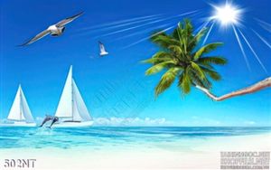 Tranh du thuyền trên biển trang trí phòng khách