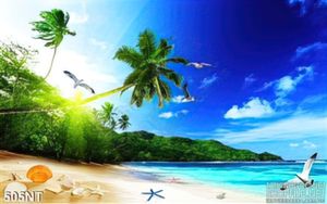 Tranh cây dừa trên bãi biển