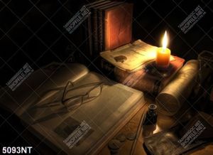 Tranh ngộn nến bên những quyển sách