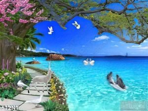 Tranh con đường hoa và biển