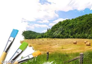 Tranh nghệ thuật cánh đồng lúa mùa thu hoạch