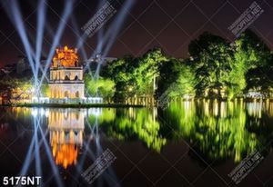 Tranh tháp rùa trên hồ gươm