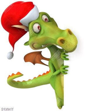Tranh khủng long đội mũ noel
