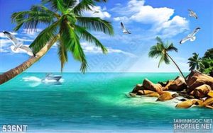 Tranh chim hải âu và cây dừa