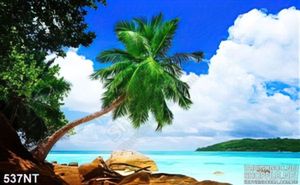 Tranh cây dừa trên biển xanh