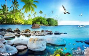 Tranh bãi sỏi trên đại dương xanh