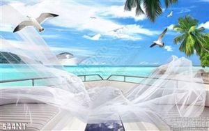 Tranh ban công và đại dương xanh