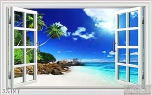 Tranh cửa sổ nhìn ra bĩa biển xanh