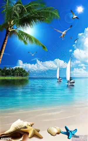Tranh du thuyền và đại dương xanh