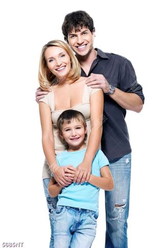 Tranh gia đình cười rạng rỡ