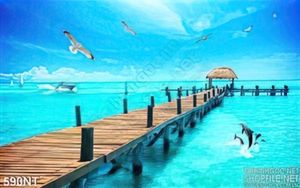 Tranh cây cầu gỗ và cá heo