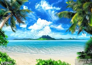 Tranh bãi biển và hàng dừa