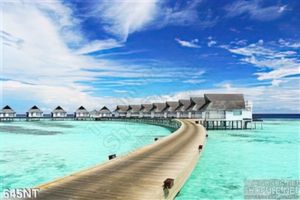 Tranh khu nghỉ dưỡng trên đại dương xanh